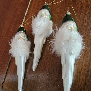 Festive Santa Icicle Ornaments - Green and White